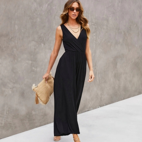 Lush Dresses & Skirts - Lulu's Lush Black Crossover Surplice Front Sleeveless Maxi Dress Size Large